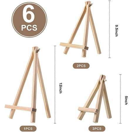 SK 12pcs Mini Wooden Easels Display Stand Photo Painting Display Portable Tripod Holder Stand 6Inch Wood 